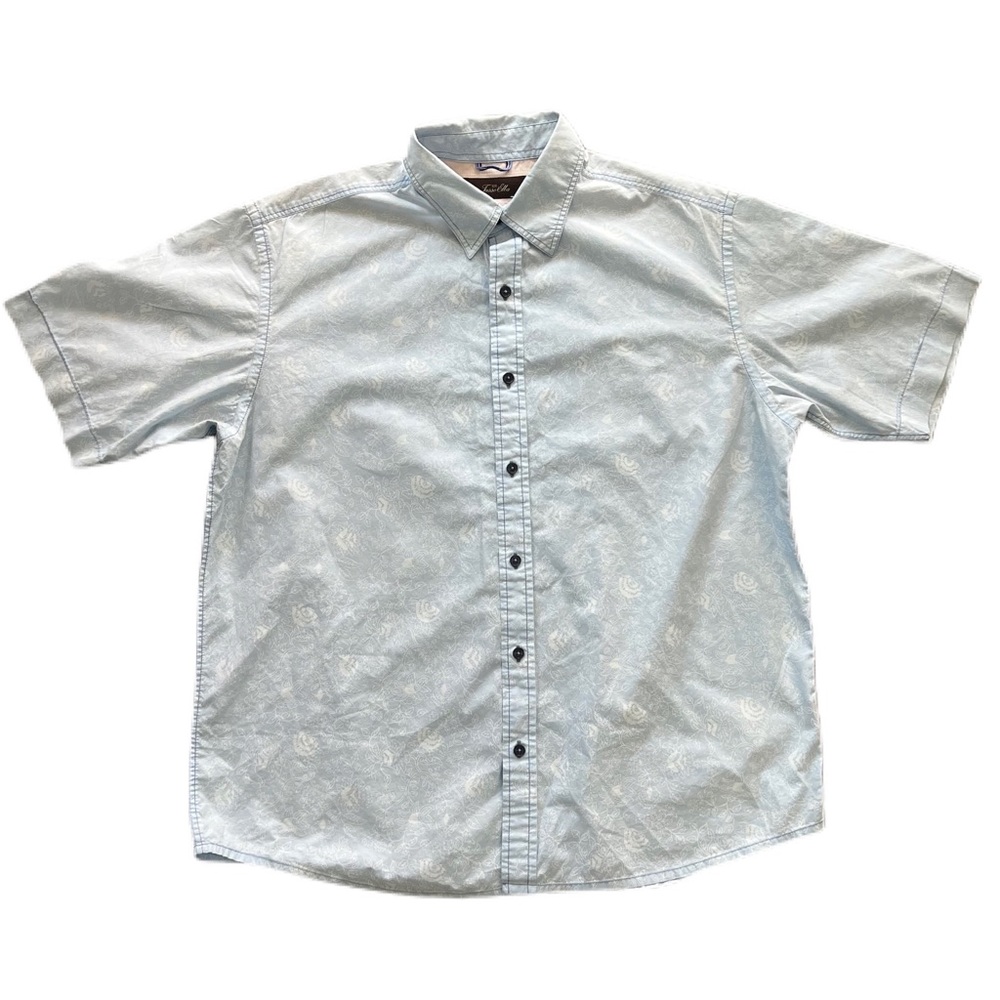 Tasso Elba mens Floral Tropical shirt blue white shirt size Medium